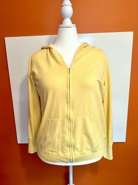 LAUREN Ralph Lauren 1X Yellow 100% Cotton Knit Zip Hoodie Sweater Cozy Comfort